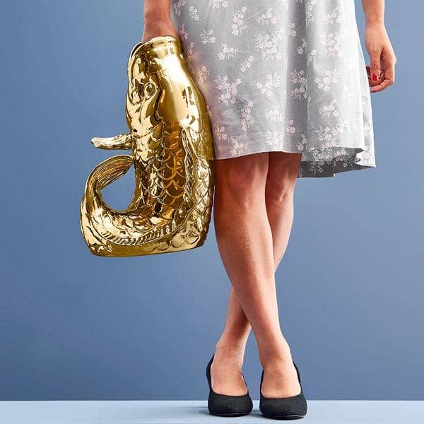 Gouden Blubb Vis Sculptuur/Vaas