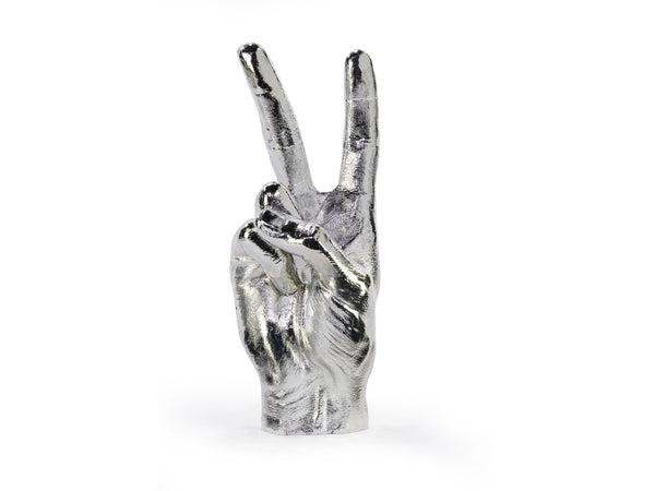 Sculpture Main Peace Argentée – Bitten