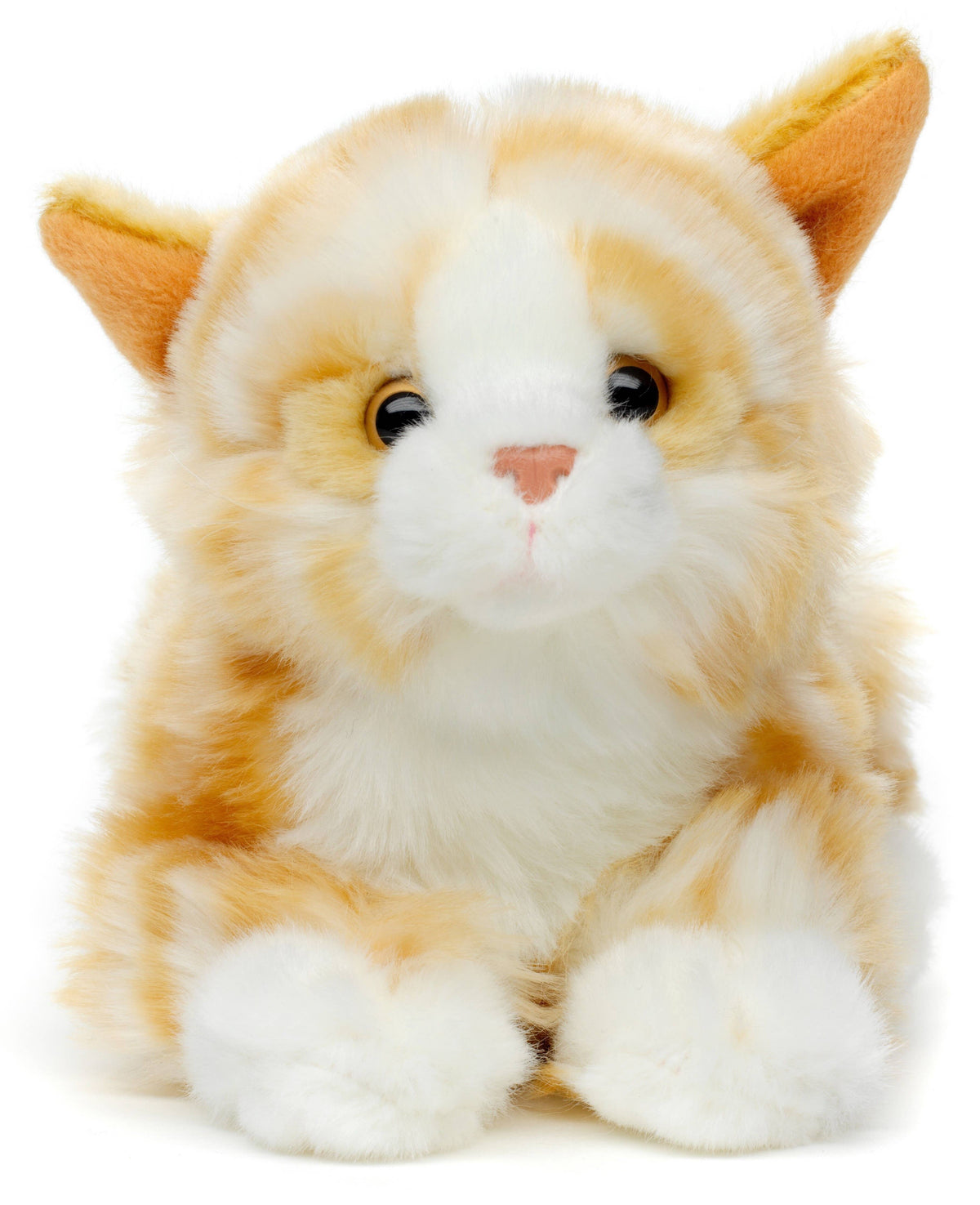 Brown and white lying cat plush