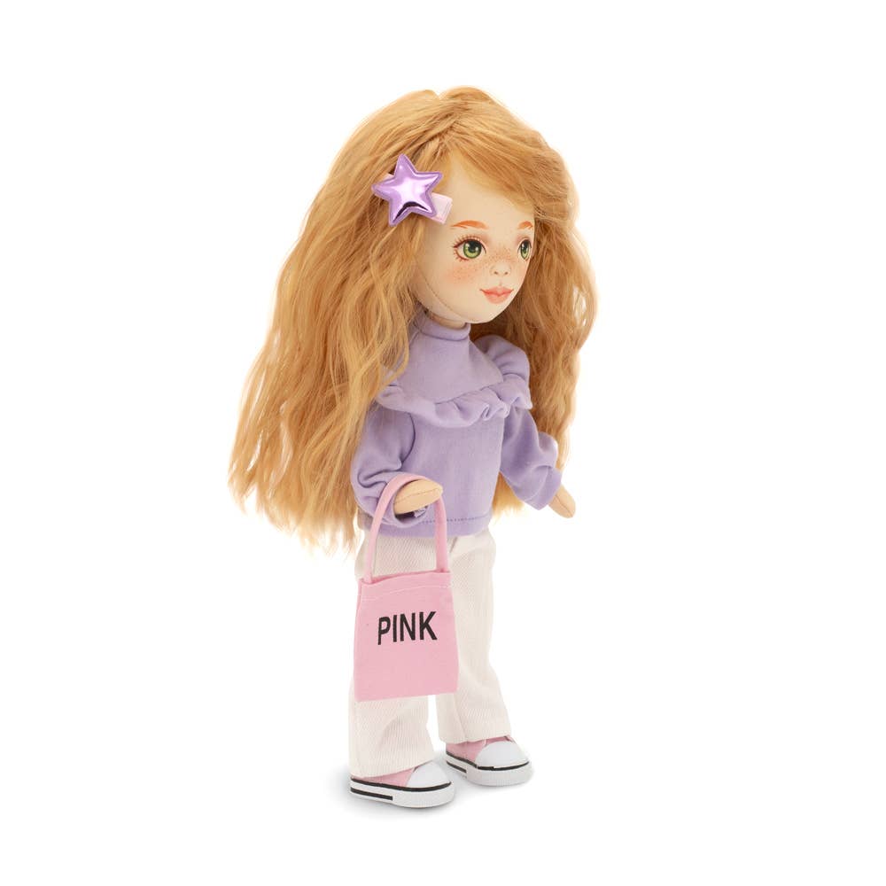 Sunny-pop met paarse trui, 32 cm