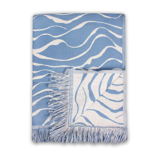 Blue Coastal Waves Throw – 125 x 150 cm