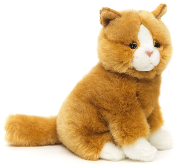 Chat brun doré assis - 21 cm (hauteur) - peluche Uni Toys