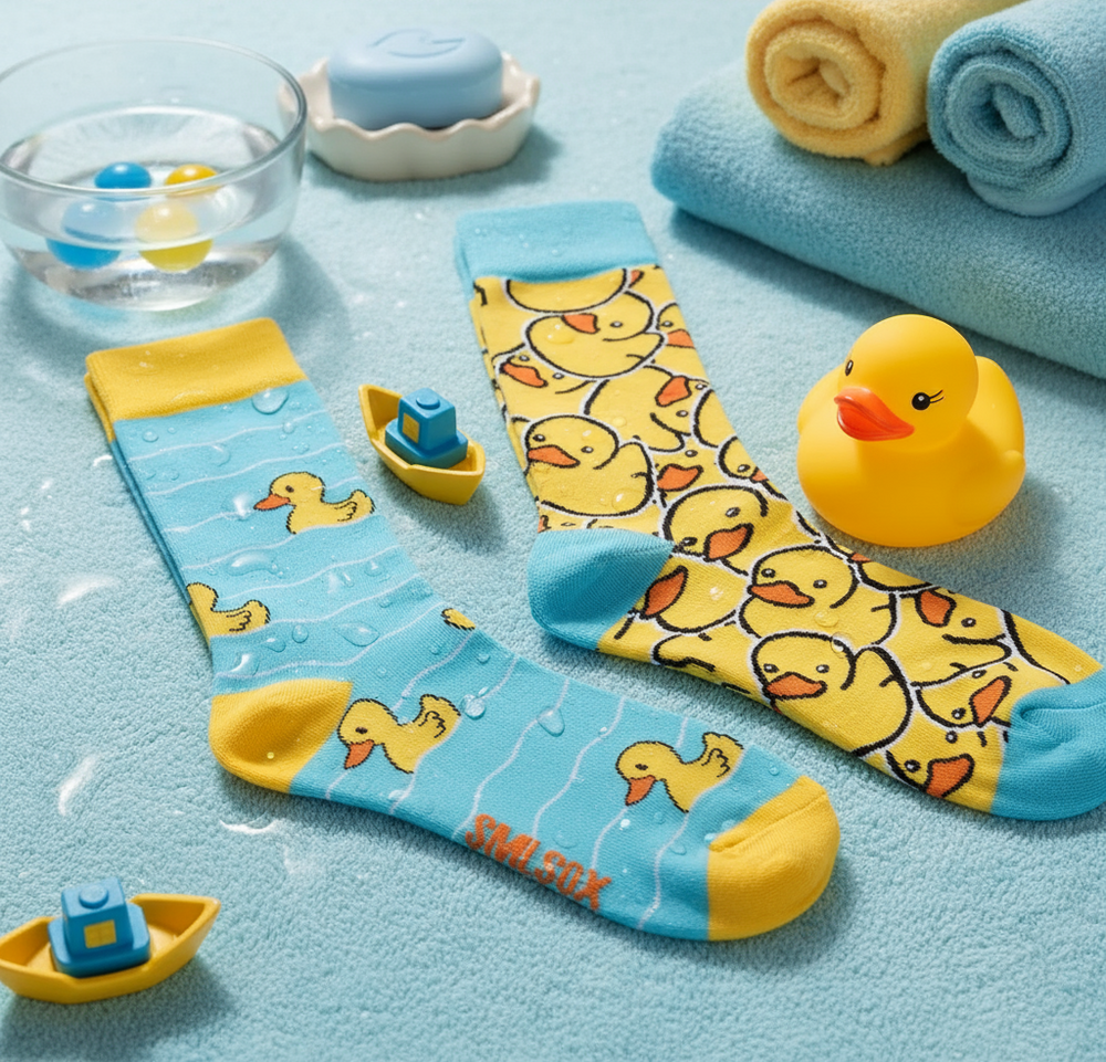 Ungleiche gelbe Entensocken