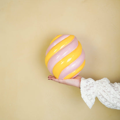 Flower vase - Swirl vase - Ceramic - Yellow/Light pink - 20x20x21.5 cm