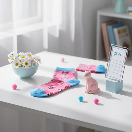 Chaussettes Roses Chats avec lunettes