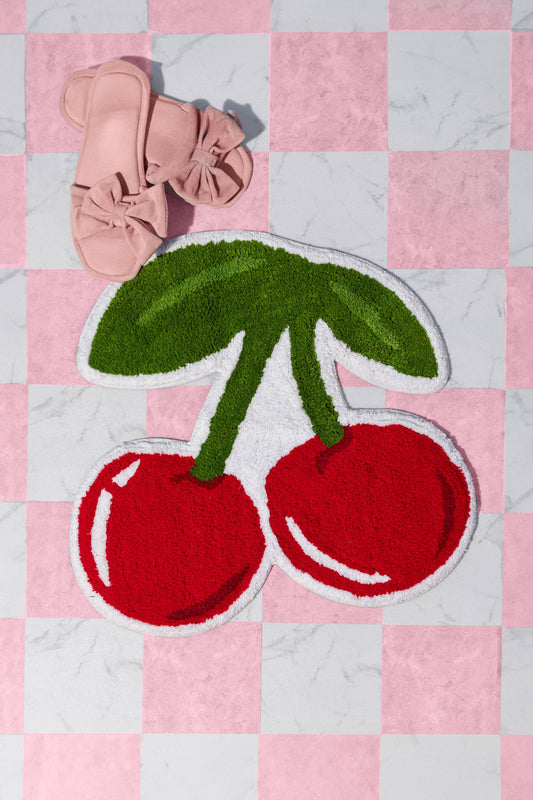 Cherry tufted bath mat