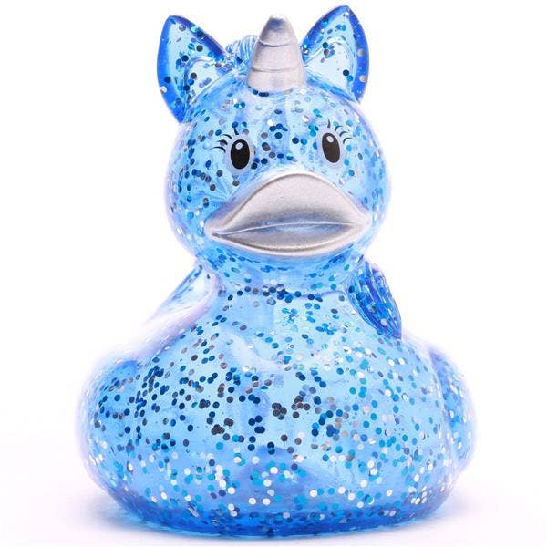 Blue Glitter Unicorn Duck