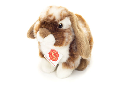 Peluche Lapin assis marron foncé et blanc-