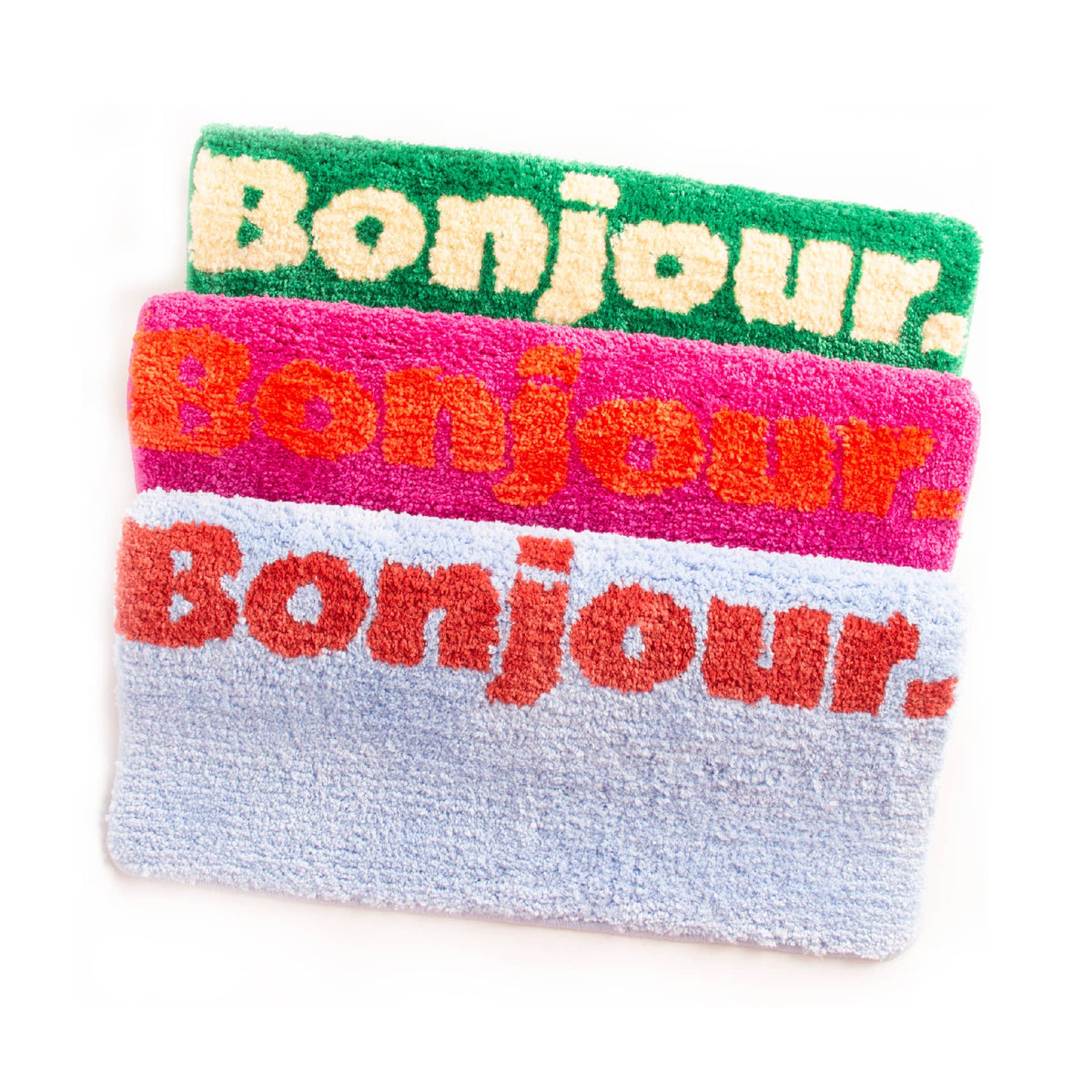 Hello Bath Mat. Light Blue