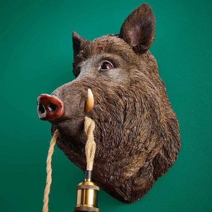 Willy the Wild Boar wall light, brown polyurethane resin