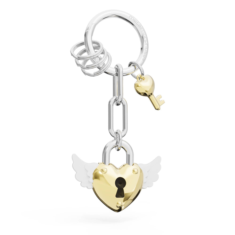 Gold Heart Lock Charm Keychain