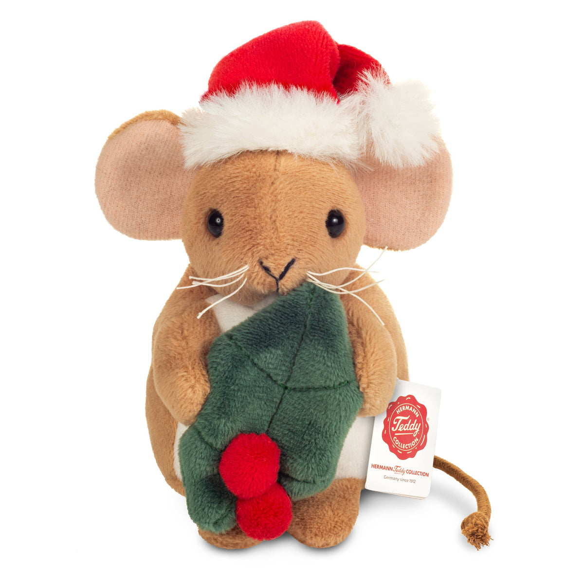 Peluche Souris de Noël avec Feuille de Houx – 11 cm