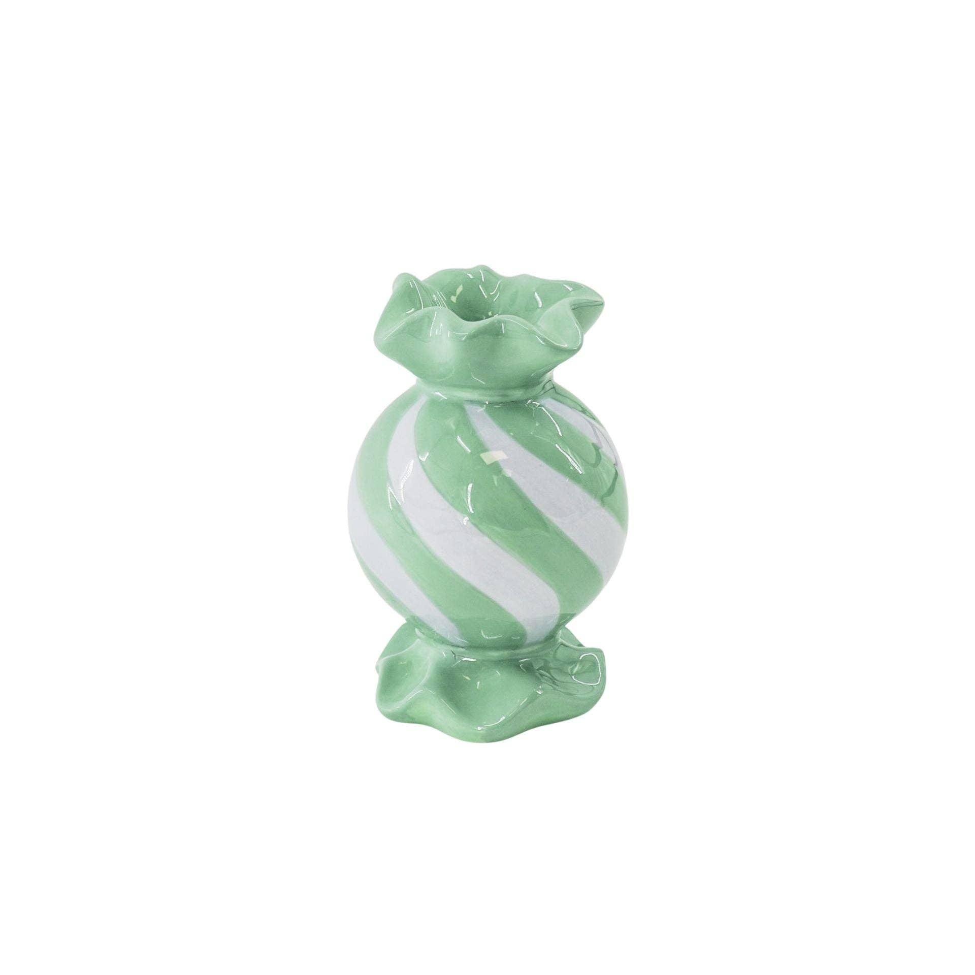 Bougeoir - Bonbon Ronde Toffee - Céramique - Menthe/ Lilas - 8,5x8,5x13 cm