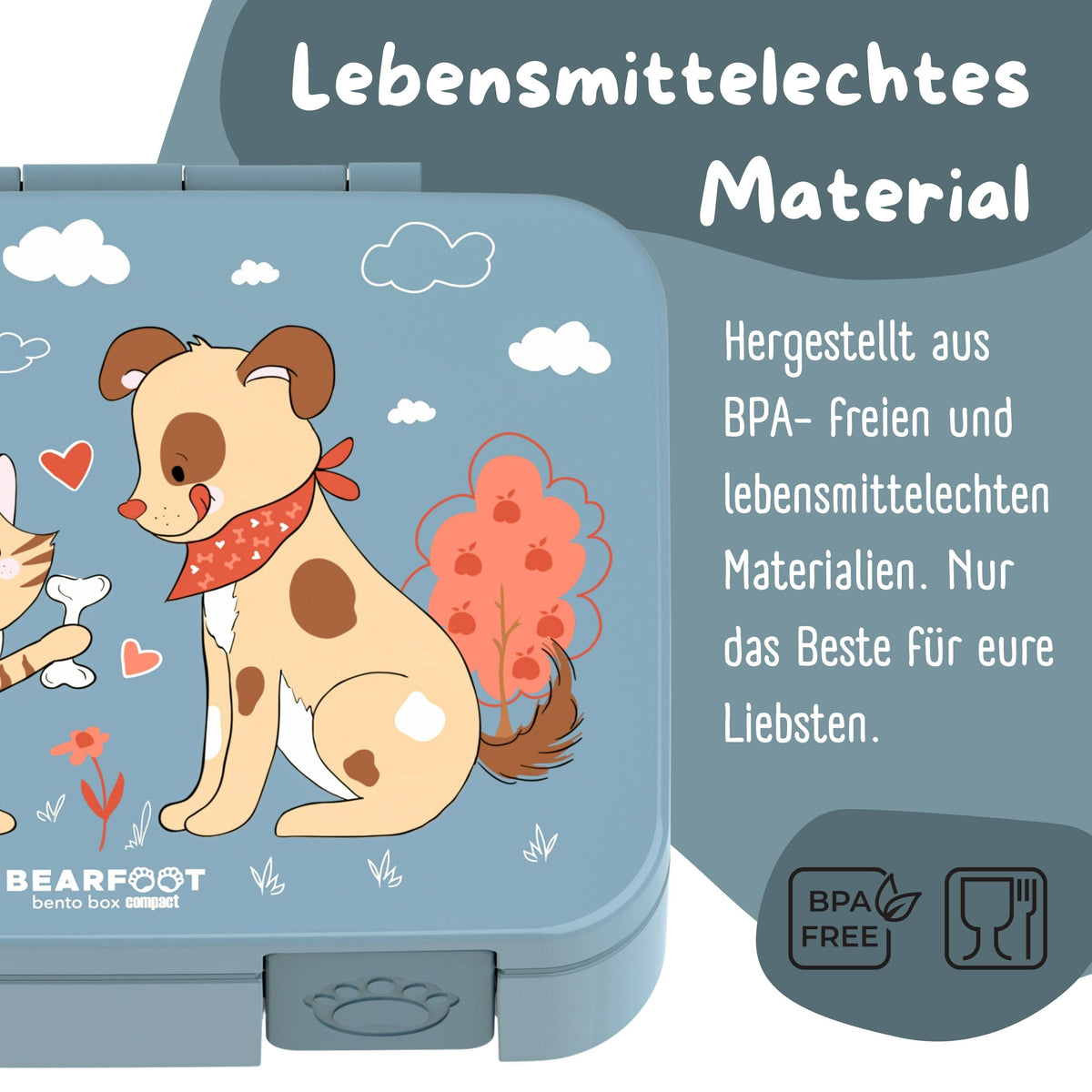 Lunch box with compartments, lightweight & leak-proof - Dog & Cat