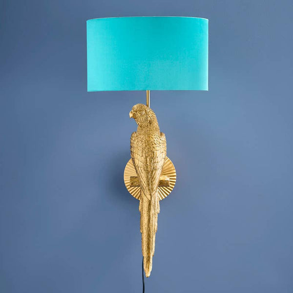 Percy Parrot Wall Sconce, Gold/Turquoise