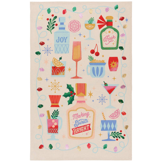 Spirits Bright Christmas Decorative Tea Towel