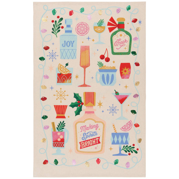 Spirits Bright Christmas Decorative Tea Towel
