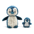 Les Ptipotos - peluche maman & bébé pingouin bleu 25 cm