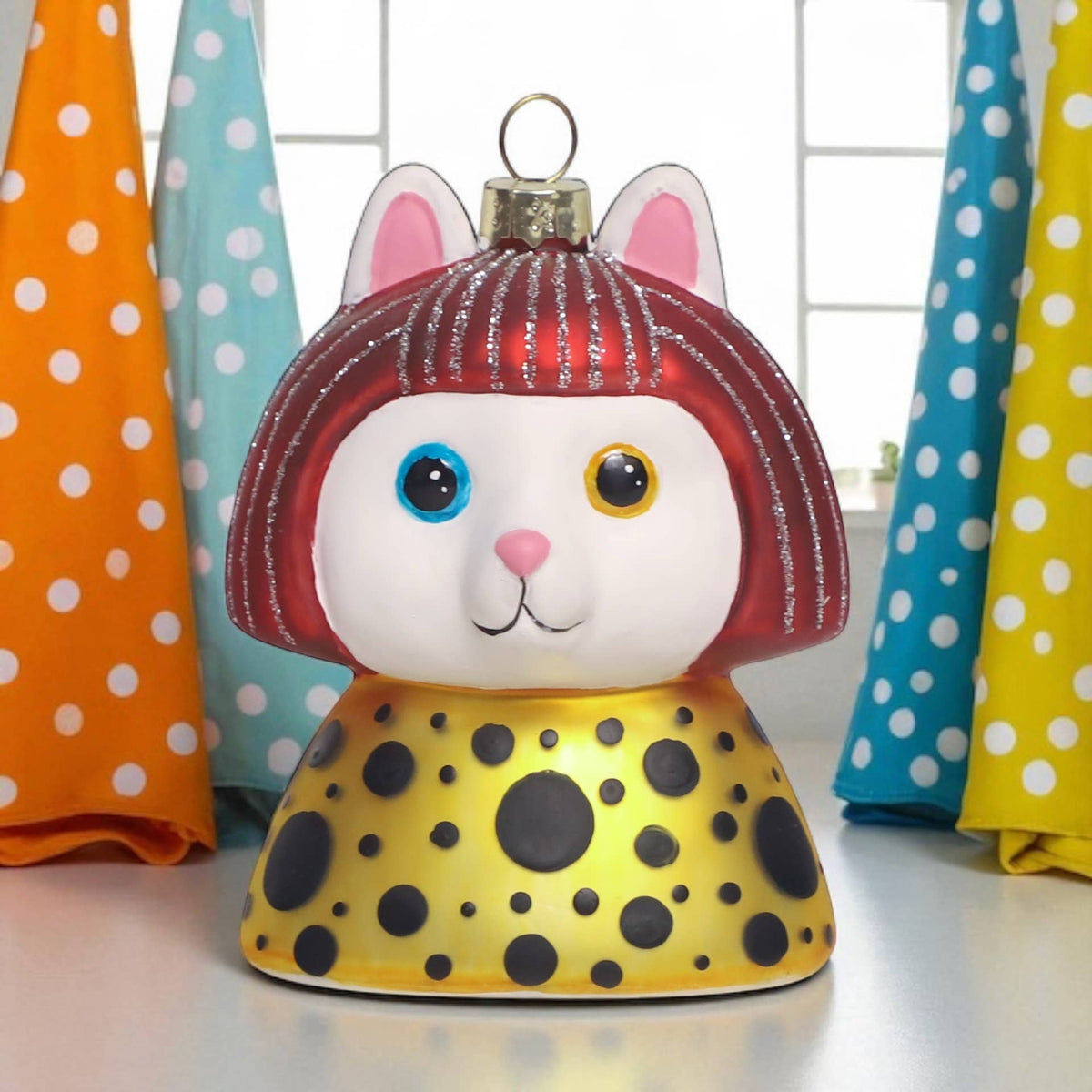 Yayoi Kusameow Kusama White Cat Christmas Ornament
