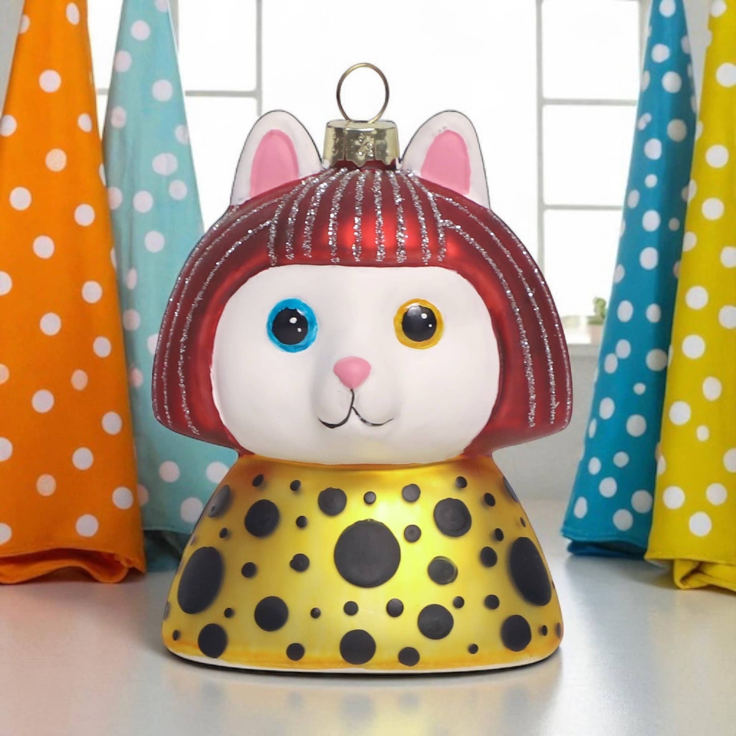 Boule de Noël Chat Blanc Yayoi Kusameow Kusama