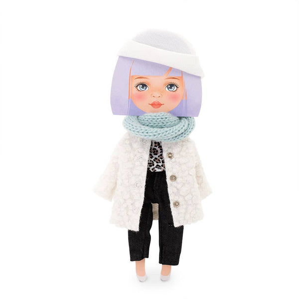 Clothing set: white fur coat, 28 cm