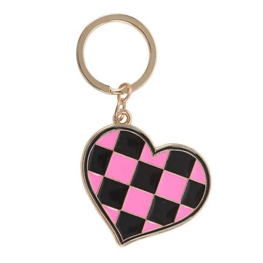 Checkered Heart Keychain