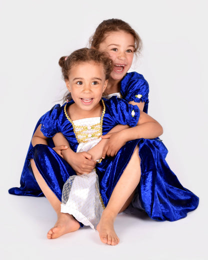 Robe de princesse en velours bleu pour 2-4 ans (taille 98-104)