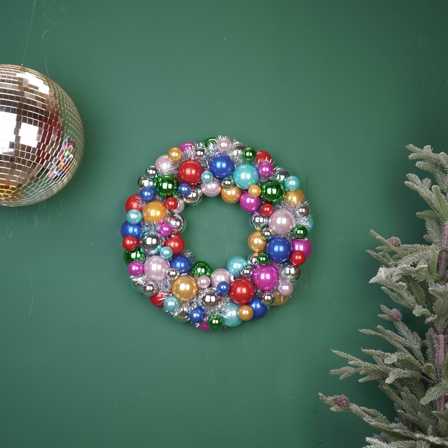 Couronne de Noël - Boules de Noël - Multicolore