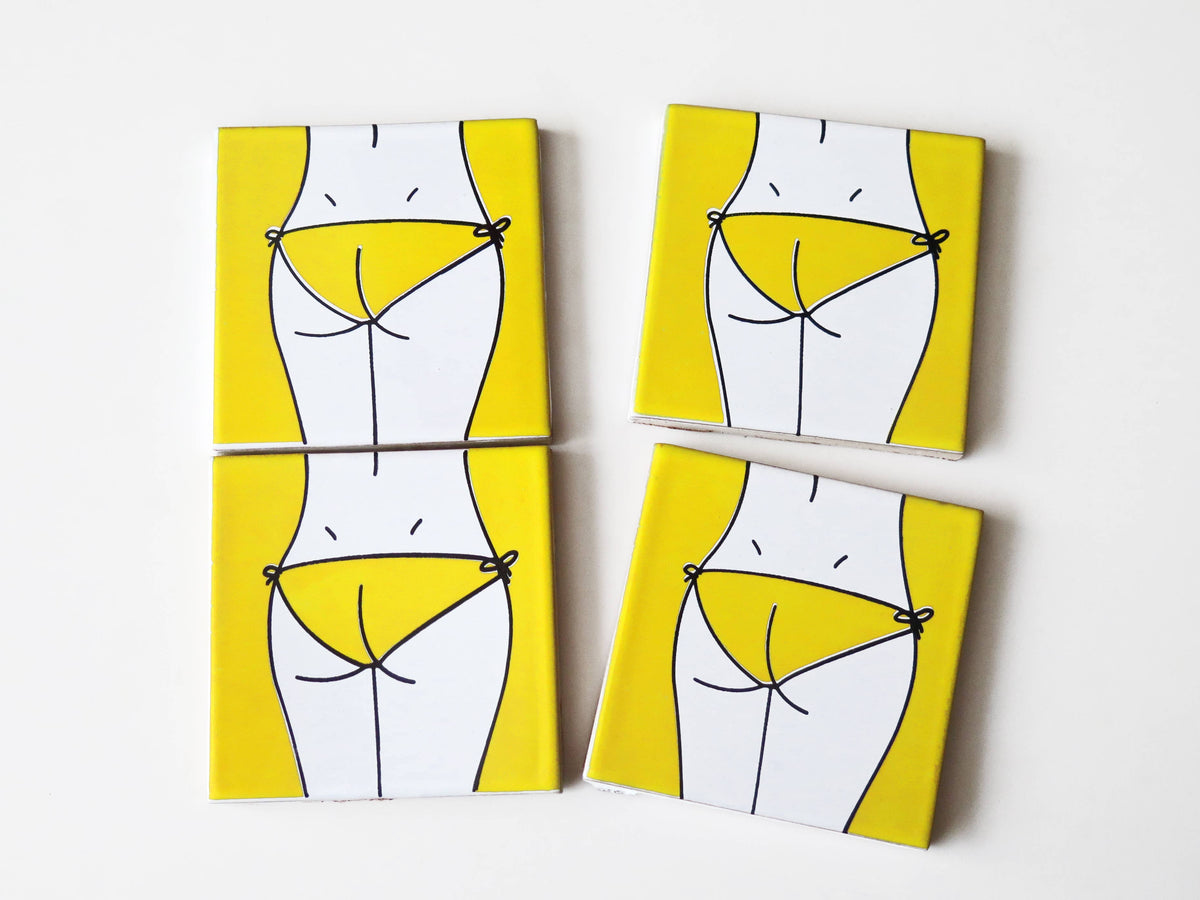 Keramische onderzetters met bikinidesign