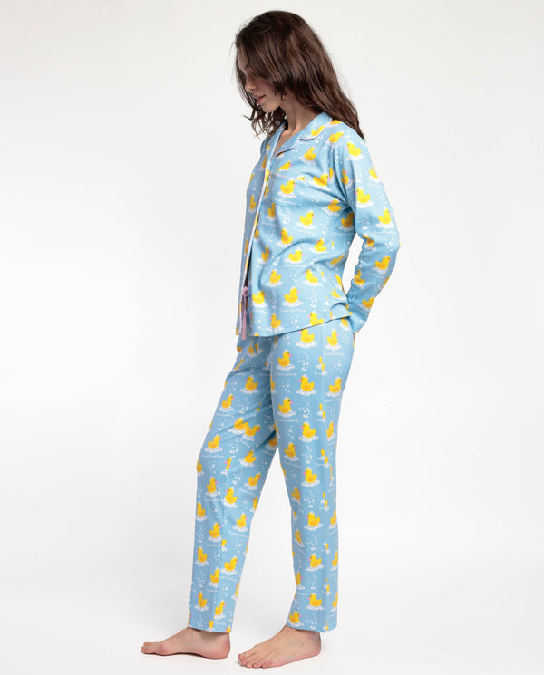 Women's Long-Sleeved Open Pajamas - "Sweet Duckling"