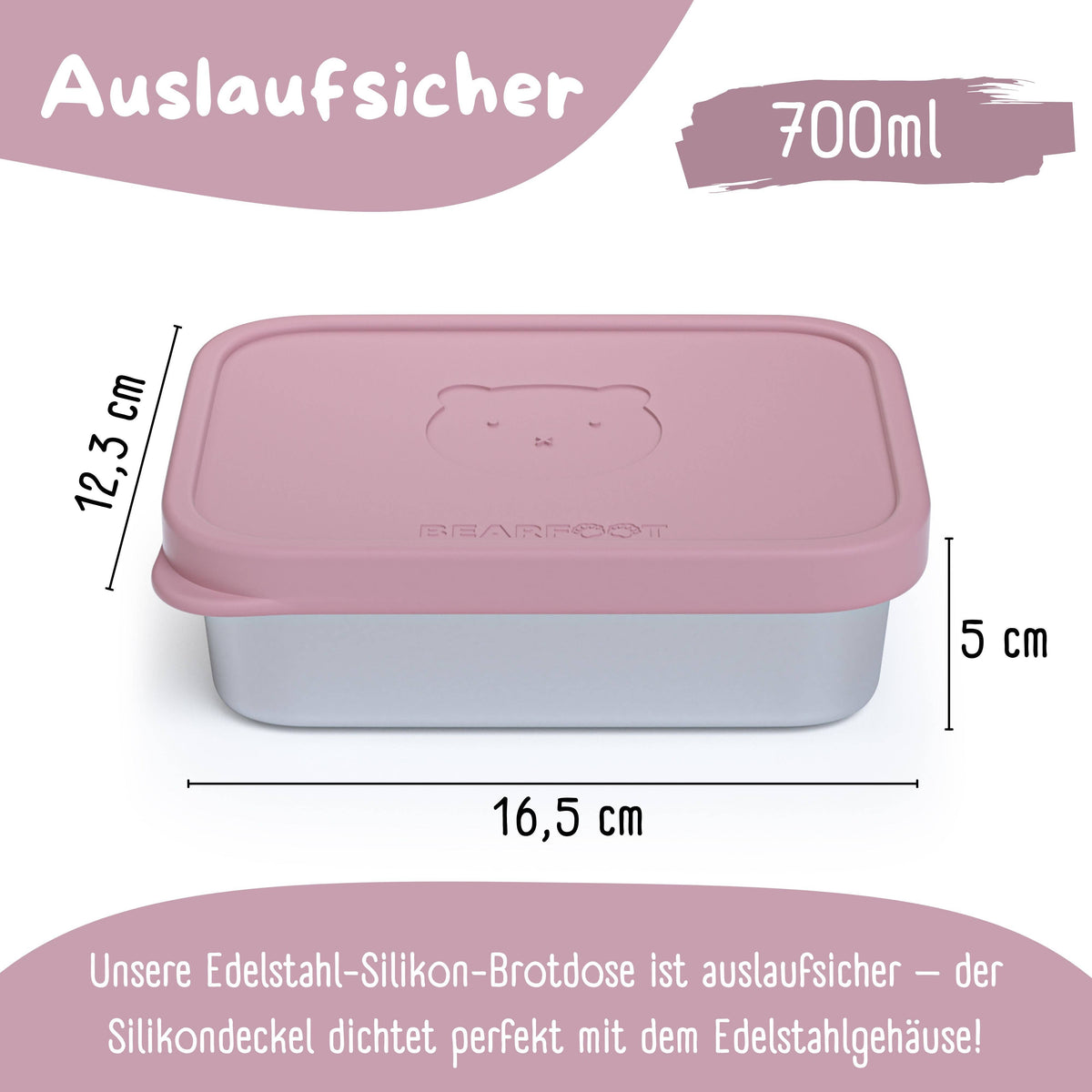 Kids' Stainless Steel Lunchbox with Silicone Insert - Pink