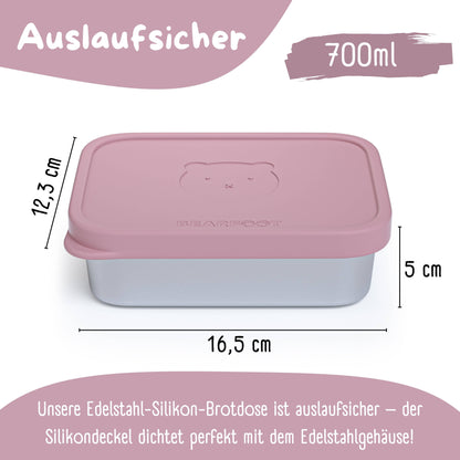 Kids' Stainless Steel Lunchbox with Silicone Insert - Pink