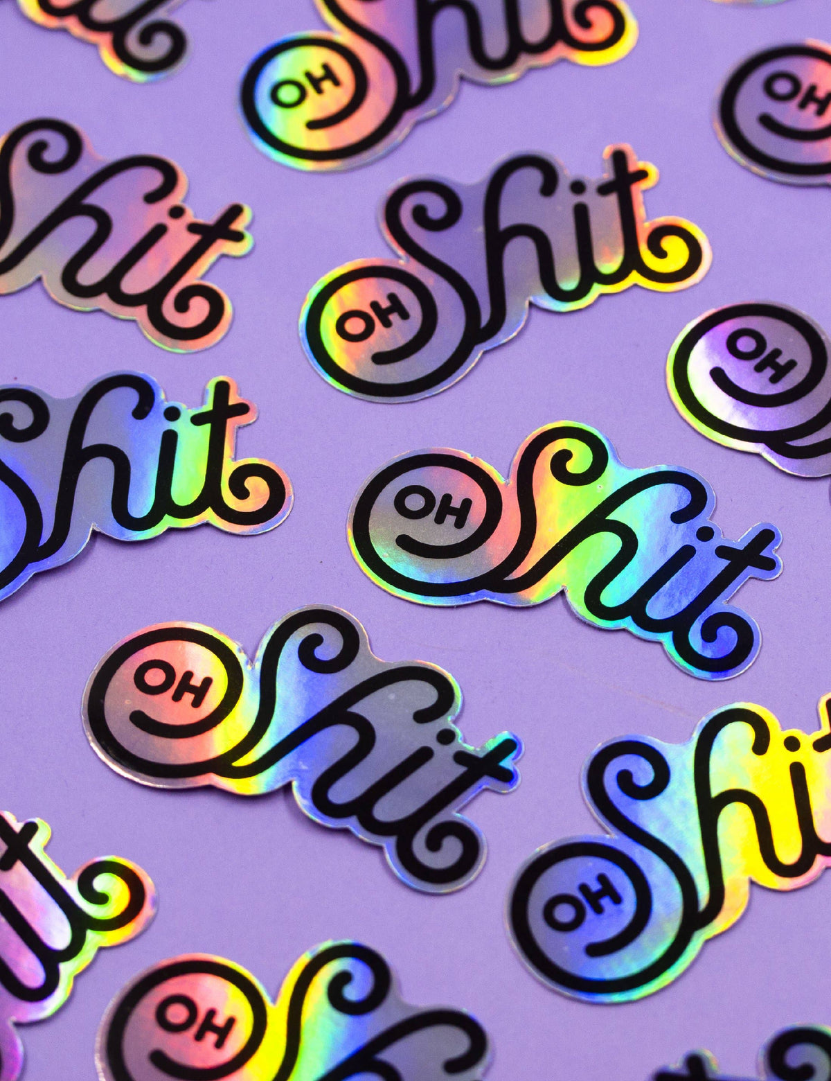 Holographic lettering sticker "Oh Shit"
