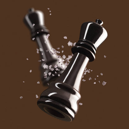 "Chess" spice mill King in glossy black lacquered beech