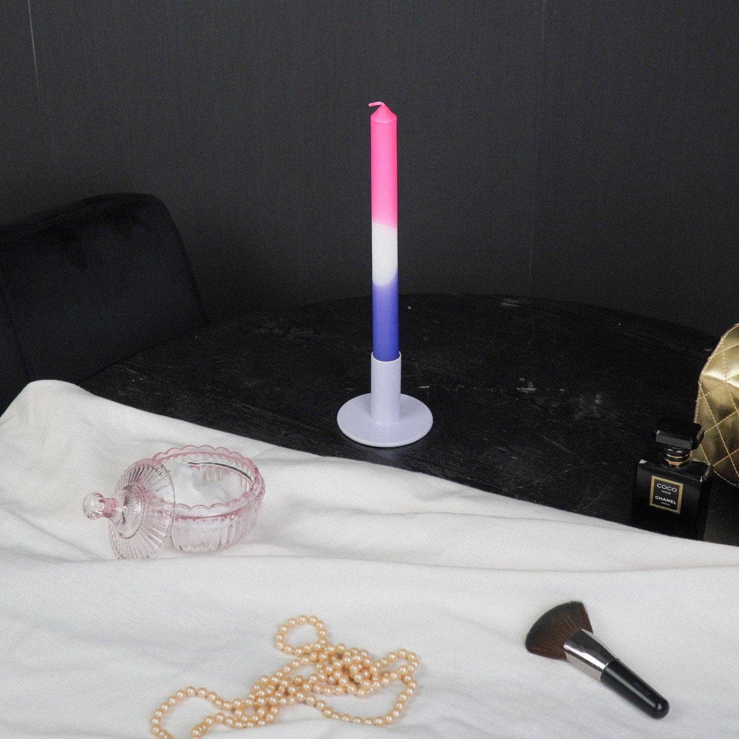 Candlestick - Basic - Metal - Lilac - 8x8x6.5cm