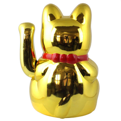 Lucky Maneki-neko cat in the shape of a wavy golden cat, 20 cm