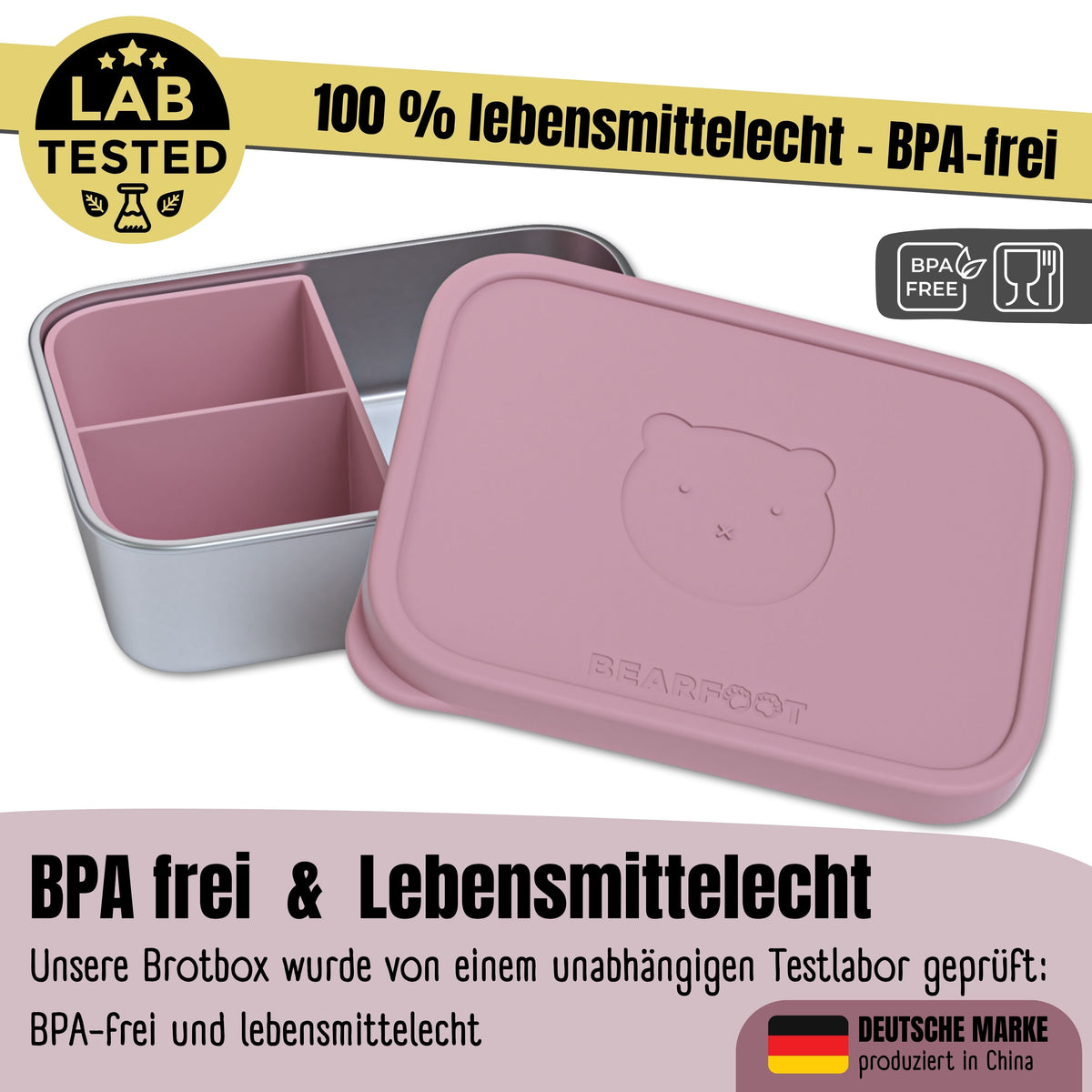 Kids' Stainless Steel Lunchbox with Silicone Insert - Pink