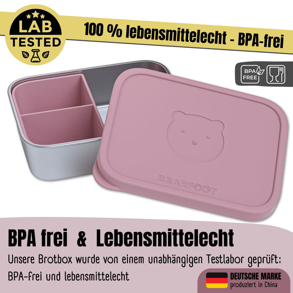 Kids' Stainless Steel Lunchbox with Silicone Insert - Pink