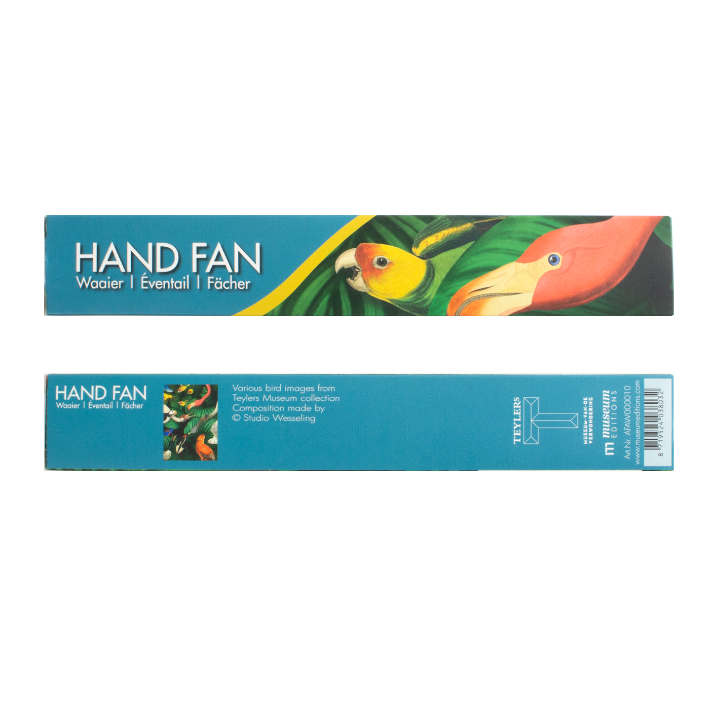 Bamboo fan with avian wildlife design