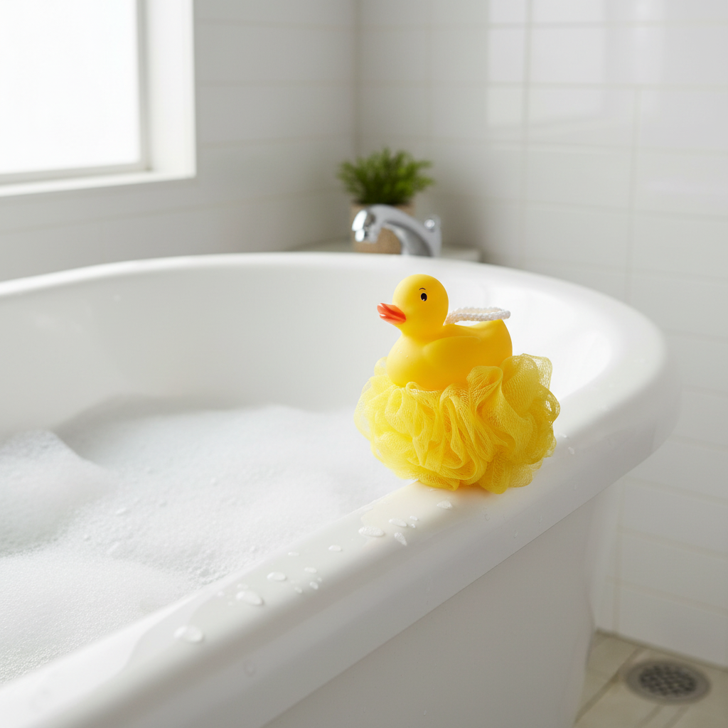 Yellow Duck Shower Puff