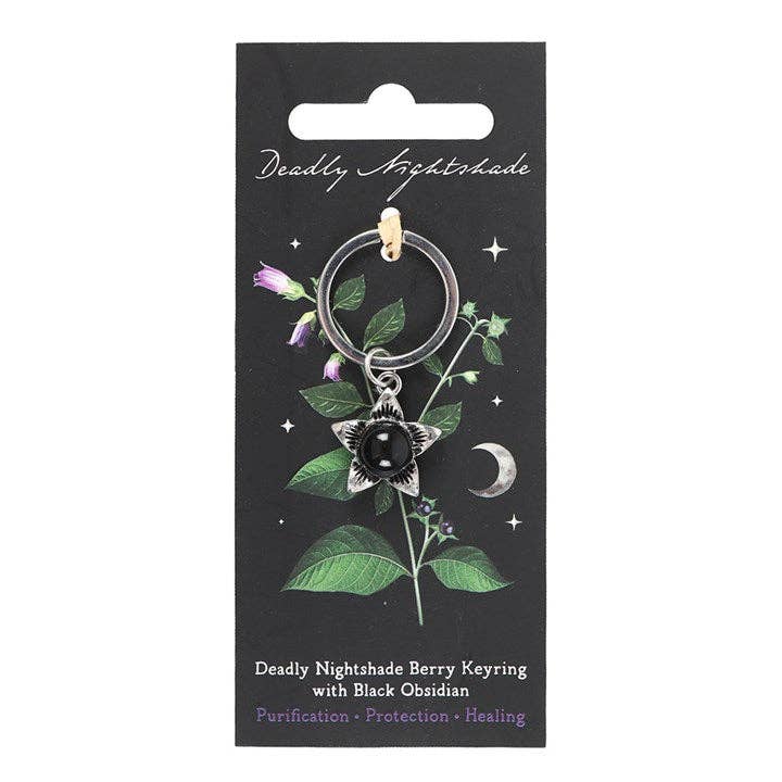 Belladonna sleutelhanger met zwarte obsidiaan
