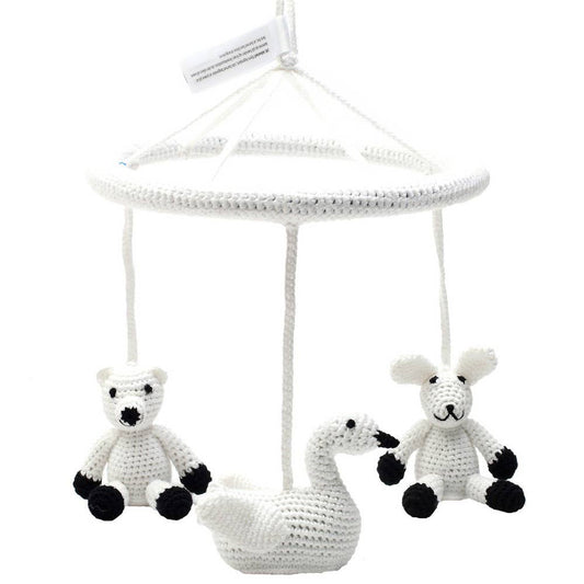 Mobile with polar bears, swans and rabbits