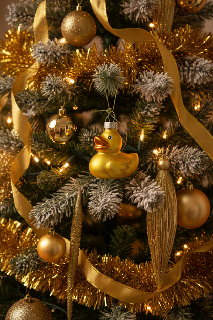 Gele badeend kerstbal