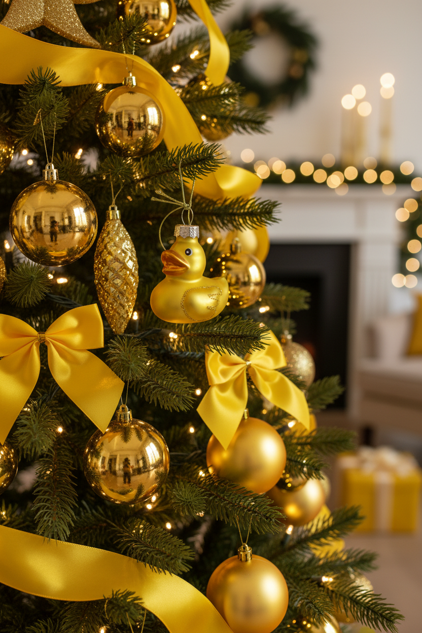 Gele badeend kerstbal