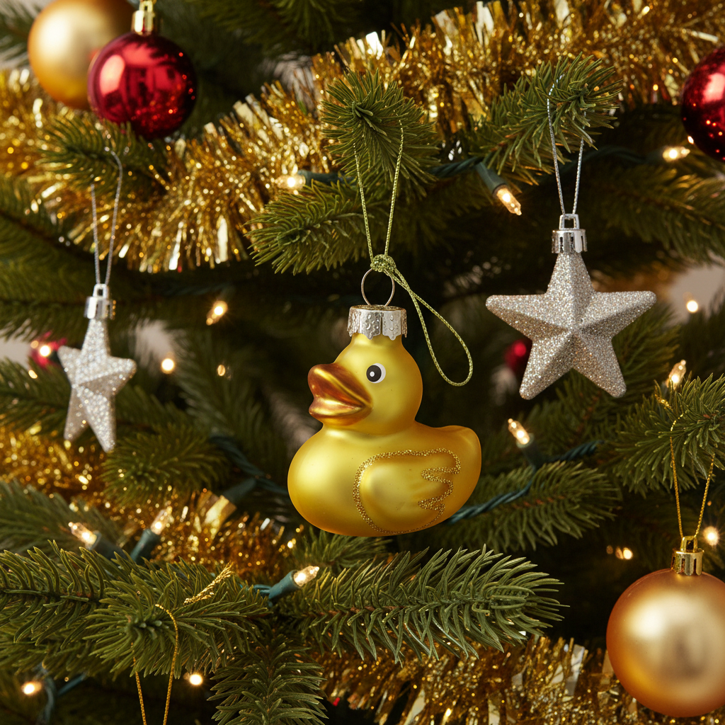 Gele badeend kerstbal