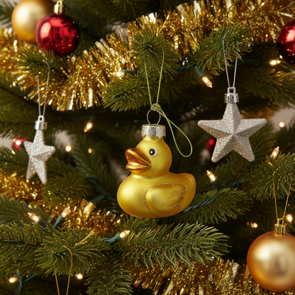 Gele badeend kerstbal
