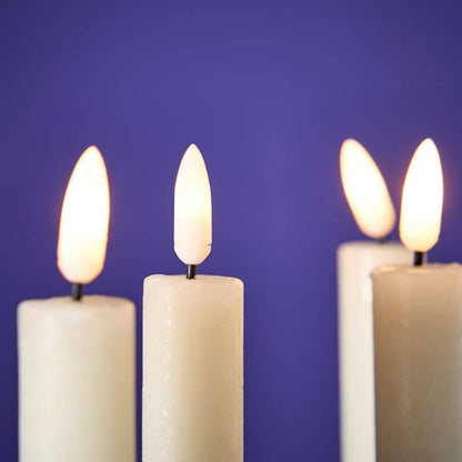 S/4 LED Stick Candle, Cream, H.24.5 cm with remote control