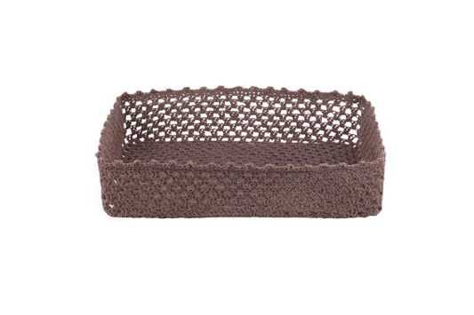 CROCHET BASKET 36x25x8 CM CHOCOLATE BEIGE - 2188367