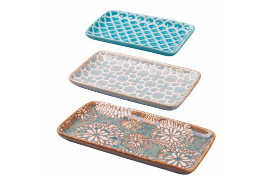 REACTIVE SET OF 3 RECTANGULAR TRAYS. BEIGE/ GREY/BLUE - 2188626