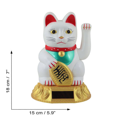 Solar Lucky Cat white 18cm